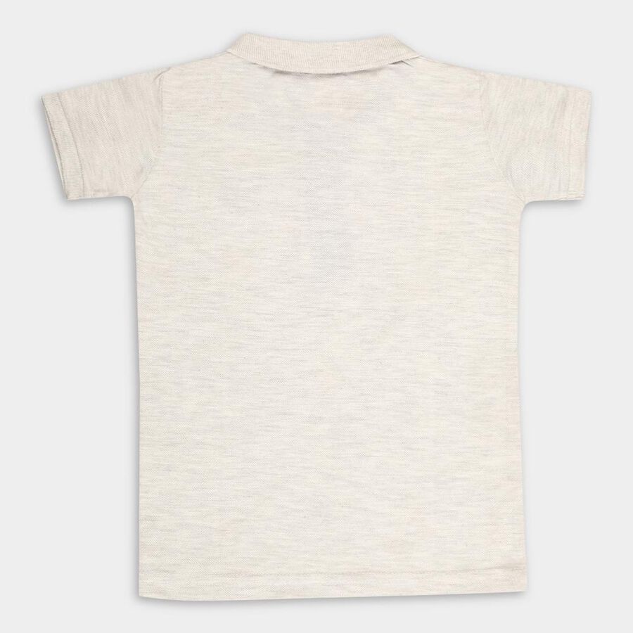 Boys Solid T-Shirt, Ecru Melange, large image number null