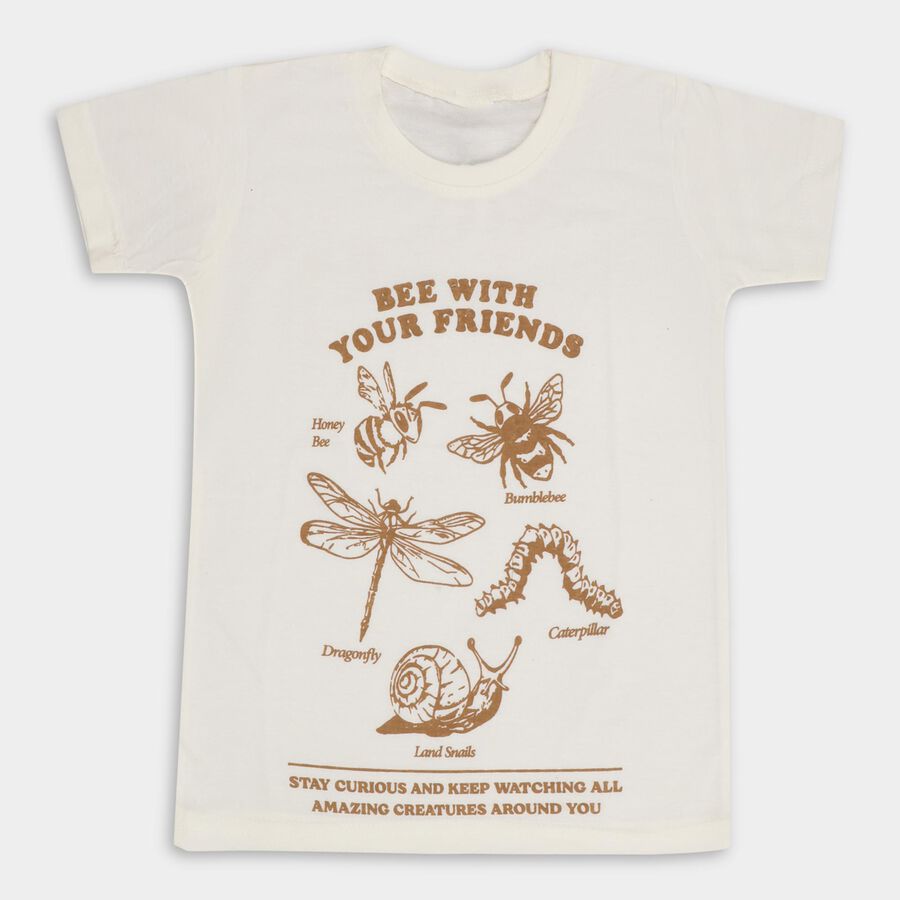 Boys' Half Sleeves T-Shirt, Off White, large image number null