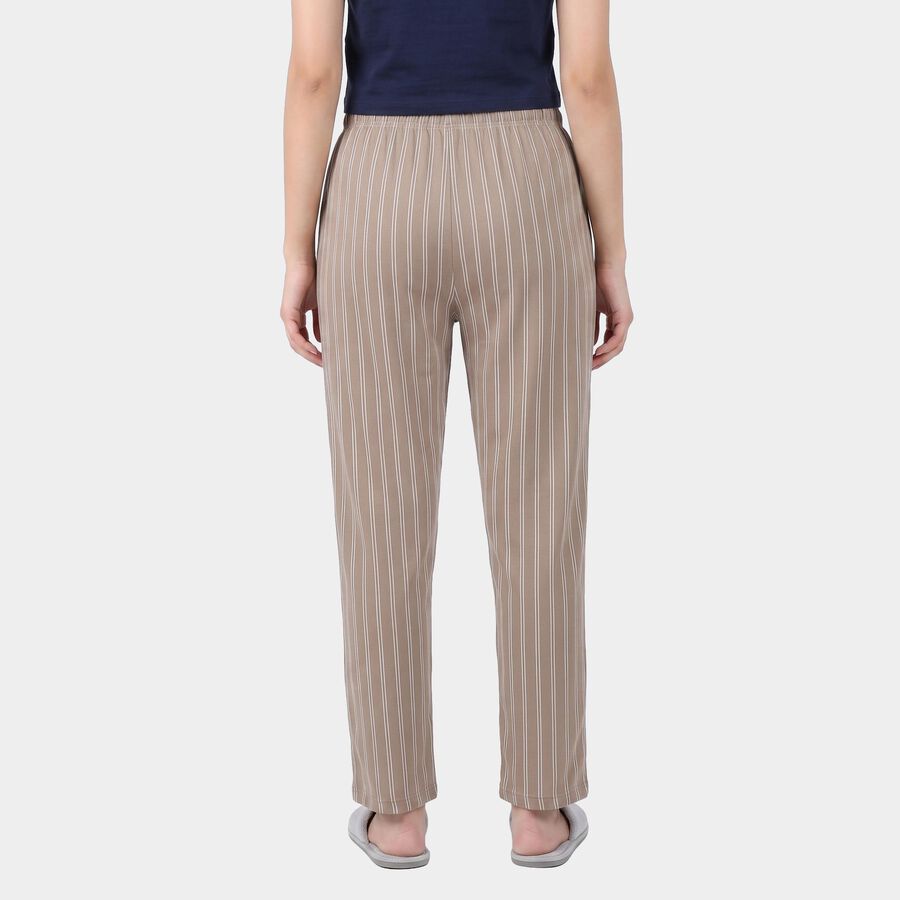 Women's Grey Straight Fit Striped Lounge Pyjama, हल्का ग्रे, large