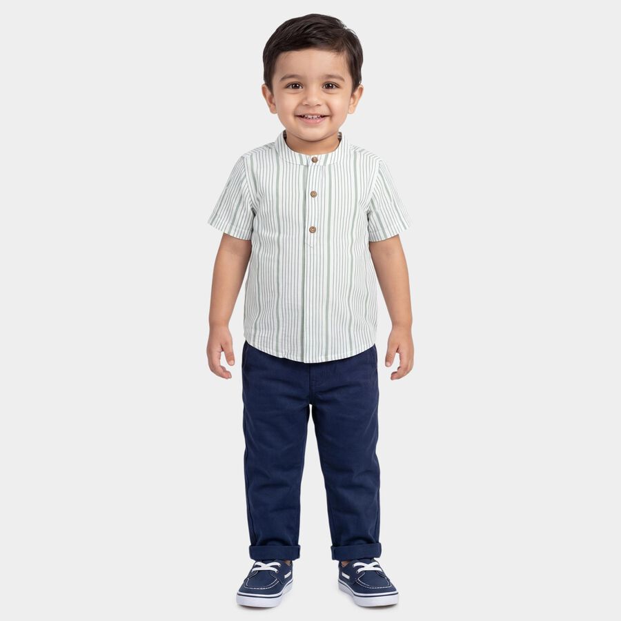 Infants Light Green Cotton Half Sleeve Classic Casual Shirt, Light Green, large