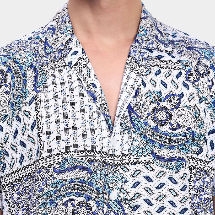 Men's Casual Shirt, टील ब्लू, large