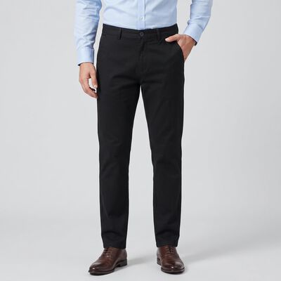 Men's Navy Blue Slim Fit Flat-Front Chino Trousers
