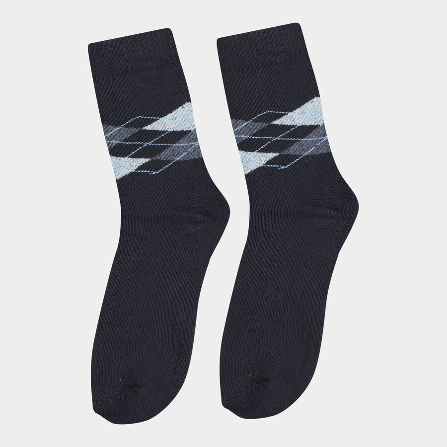 Motif Socks, Navy Blue, large image number null