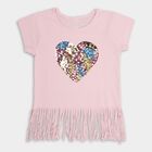 Girls' 100% Cotton T-Shirt , हल्का गुलाबी, small