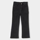 Girls' Buttoned Jeans, Black, small image number null