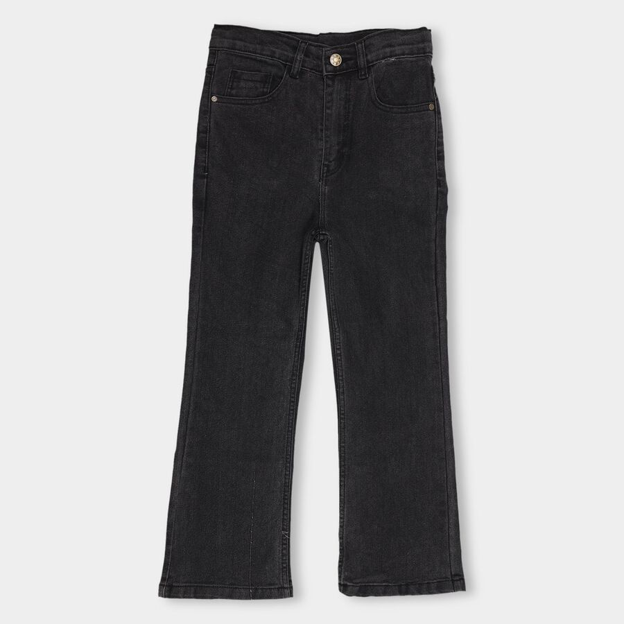 Girls' Buttoned Jeans, Black, large image number null