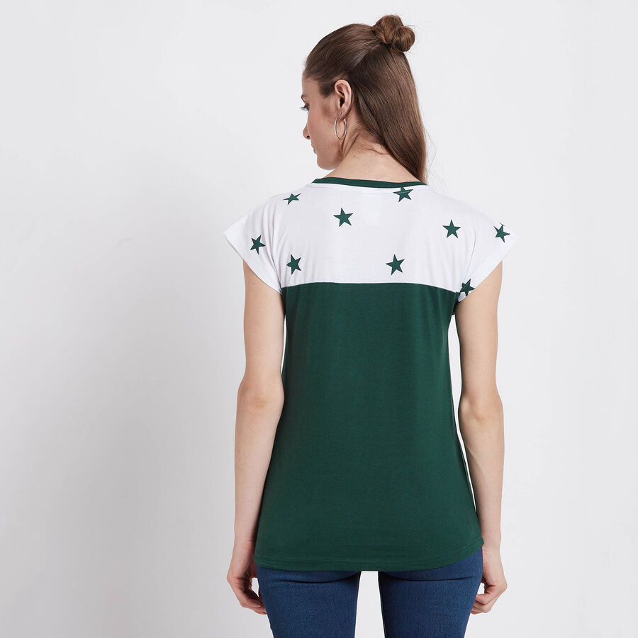 Cotton Round Neck T-Shirt, Dark Green, large image number null