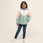 Girls Light Mint Green Hooded Casual Jacket, Light Green, small image number null