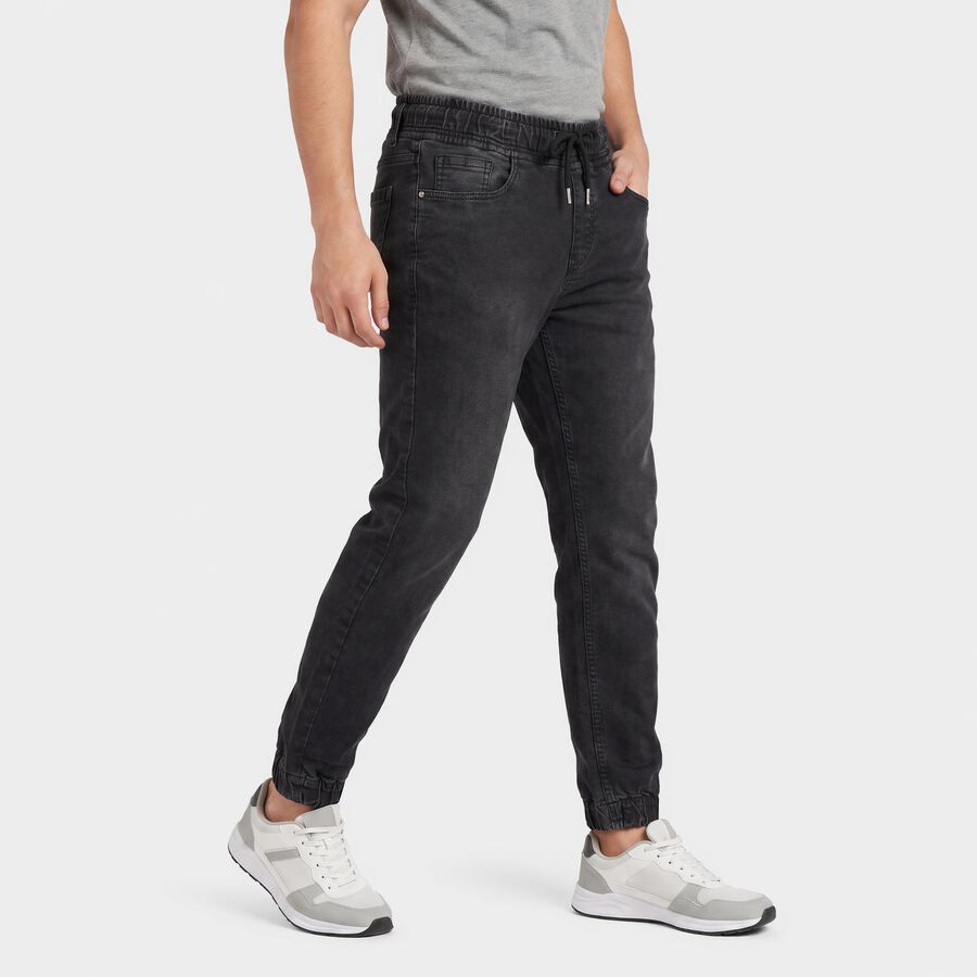 Men's Dark Grey Slim Fit Jogger Style Jeans, गहरा ग्रे, large