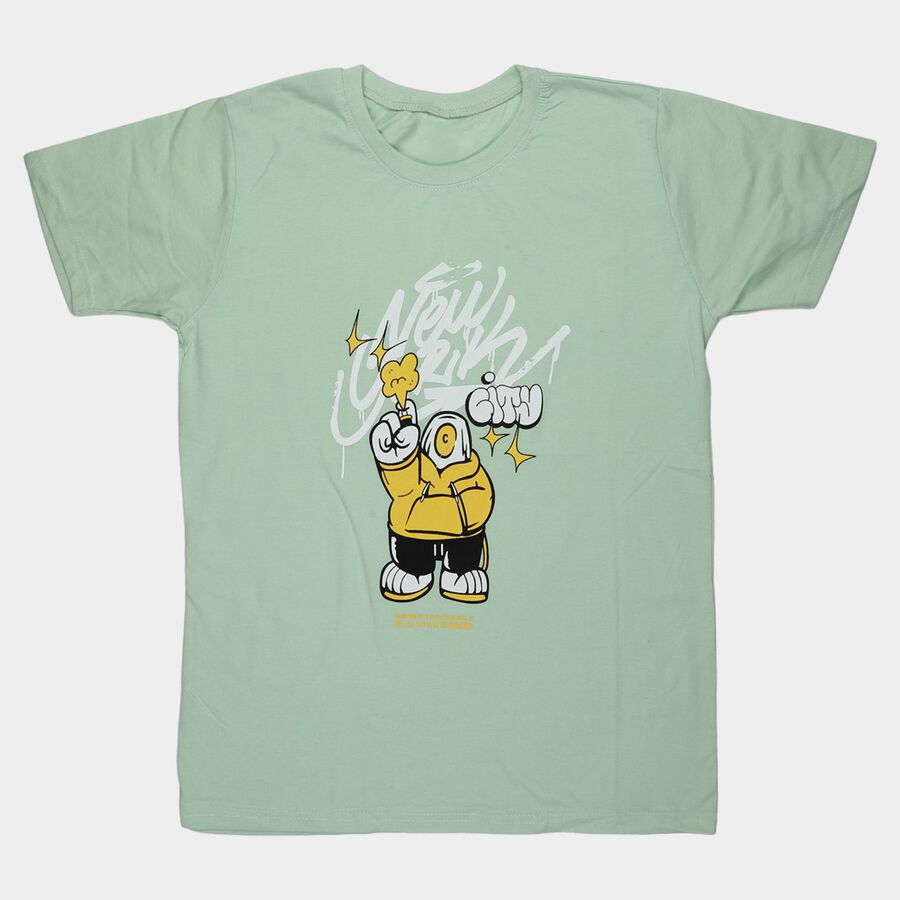 Boys' Half Sleeves T-Shirt, हल्का हरा, large