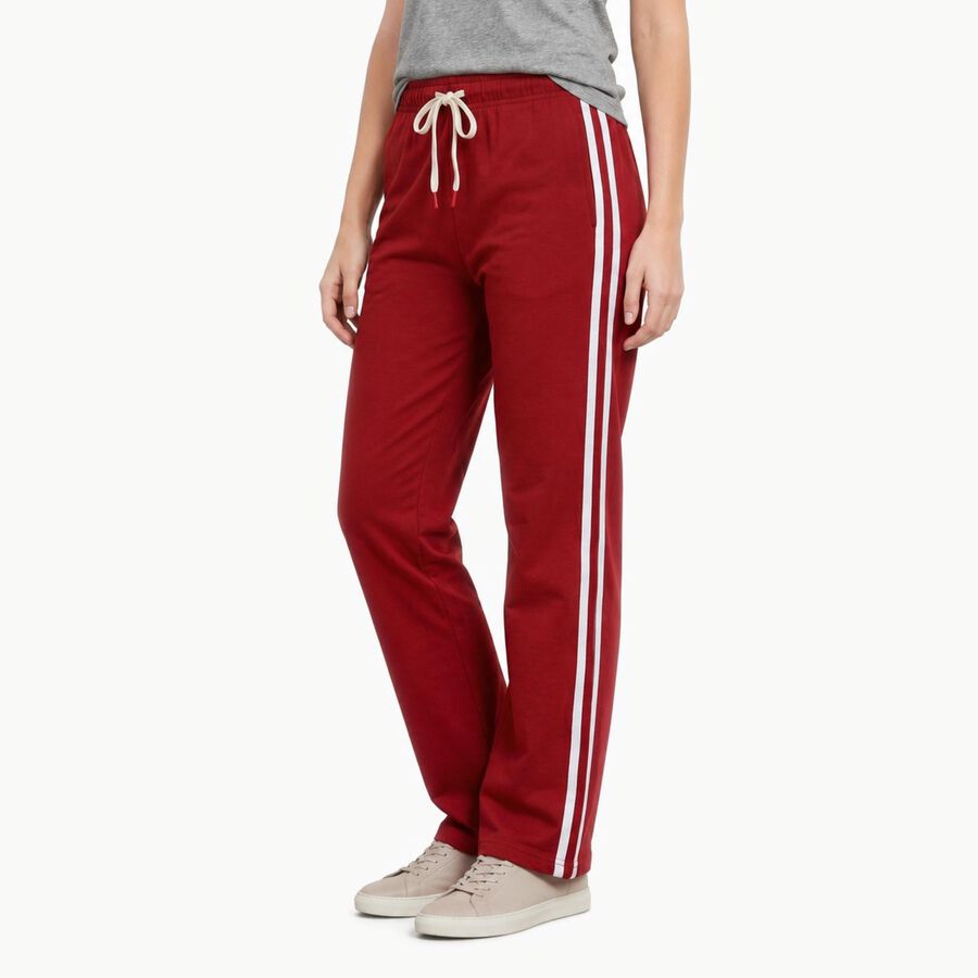 Women's Maroon Straight Fit Side-Striped Track Pants, Maroon, large