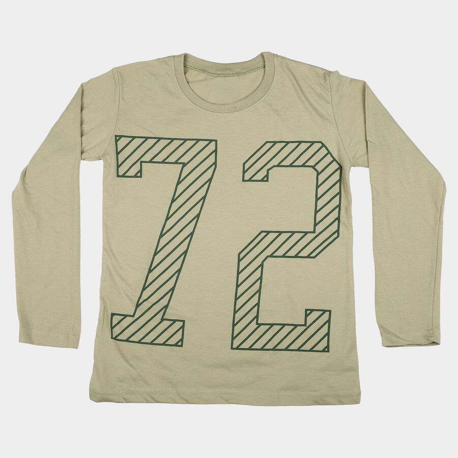 Boys Green Round Neck Regular Boys T-Shirt, Light Green, large