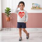 Girls' Ecru Melange Crew Neck Graphic Print Sweatshirt, Ecru Melange, small