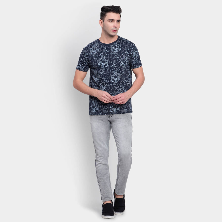 All Over Print Round Neck T-Shirt, Navy Blue, large image number null