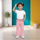 Girls Pink Straight Fit Embellished Jeans, Pink, small