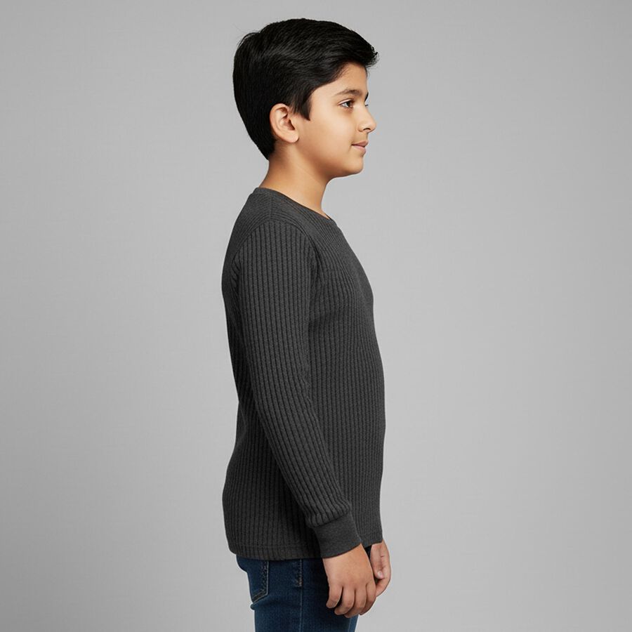 Boys Charcoal Grey Round Neck Thermal, चारकोल, large image number null