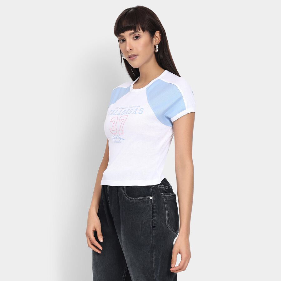 Ladies' 100% Cotton Crop  Top, Light Blue, large image number null