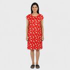Women's Red Round Neck T-Shirt Style Nighty, लाल, small
