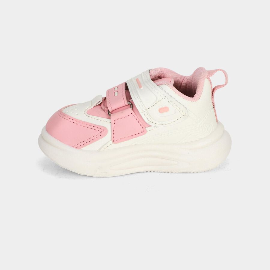 Girls' Pink Velcro Sneakers, Pink, large