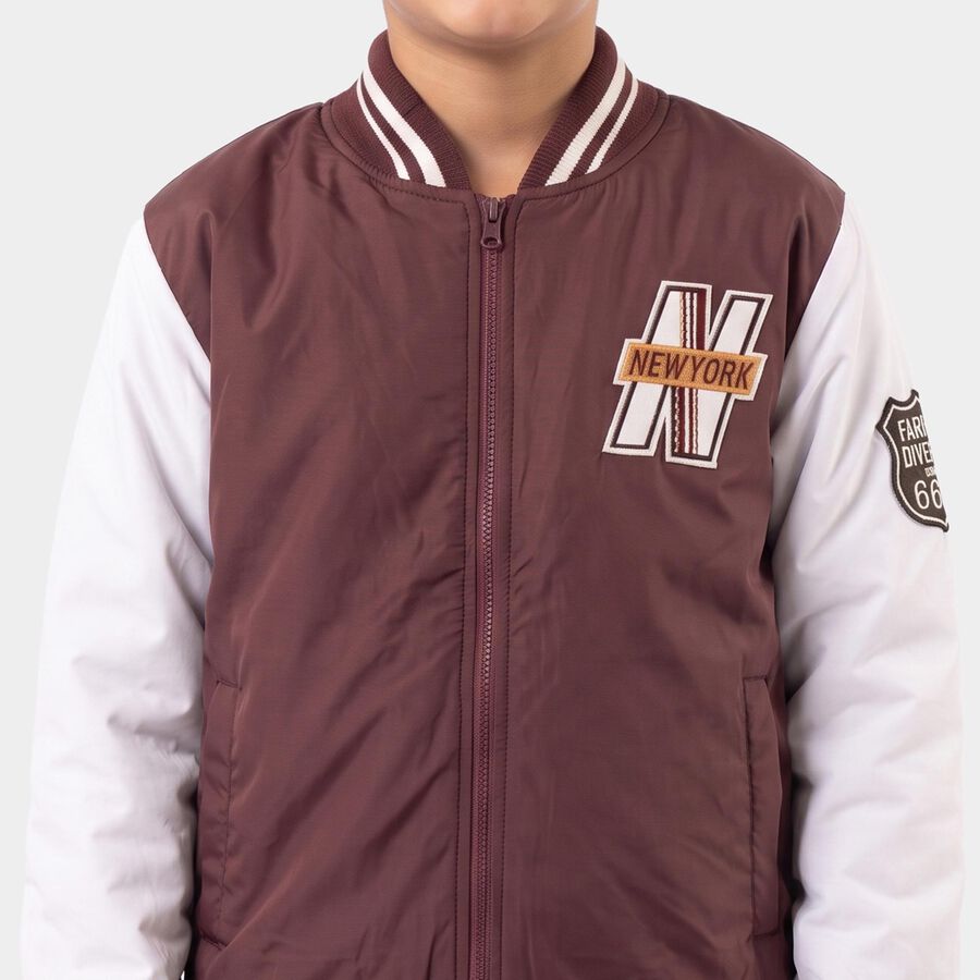 Boys Maroon Varsity Jacket, Maroon, large