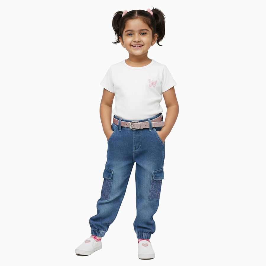 Girls' Jeans, हल्का नीला, large image number null
