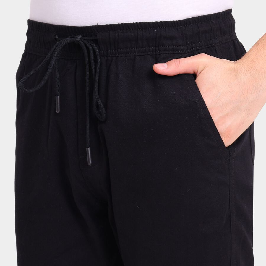 Men's 100% Cotton Slim Fit Casual Trousers, काला, large image number null