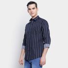 Cotton Stripes Casual Shirt, Navy Blue, small image number null