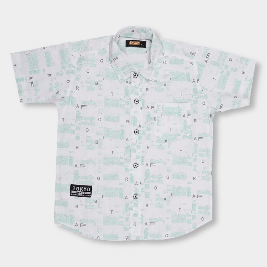 Boys' 100% Cotton Casual Shirt , हल्का हरा, large image number null