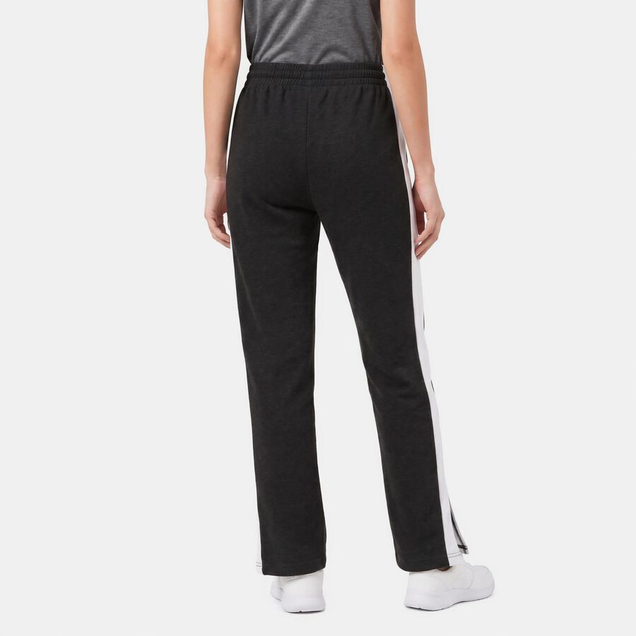 Women's Charcoal Straight Fit Side-Striped Track Pants, Charcoal, large