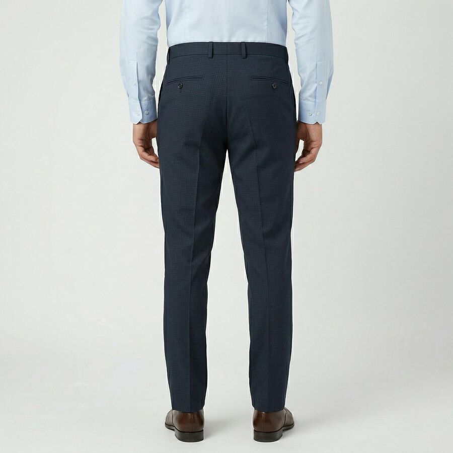 Men's Navy Blue Slim Fit Formal Trousers, Navy Blue, large