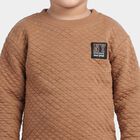 Boys Brown Round Neck Quilted Baba Suit, Brown, small