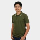 Boys Olive Green Solid Half Sleeve Boys T-Shirt, ओलिव, small