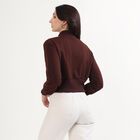 Women's Deep Brown High Neck Casual Sweatshirt, भूरा, small image number null