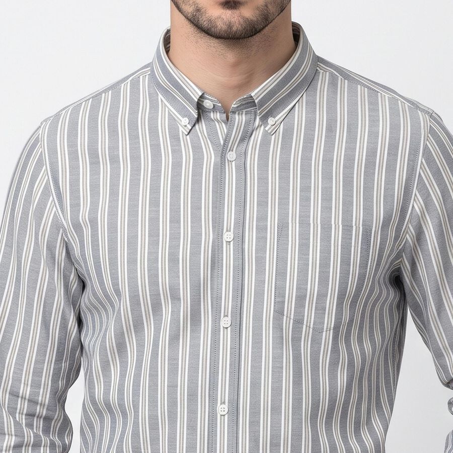 Men's Navy Blue Button-Down Collar Formal Shirt, नेवी ब्लू, large
