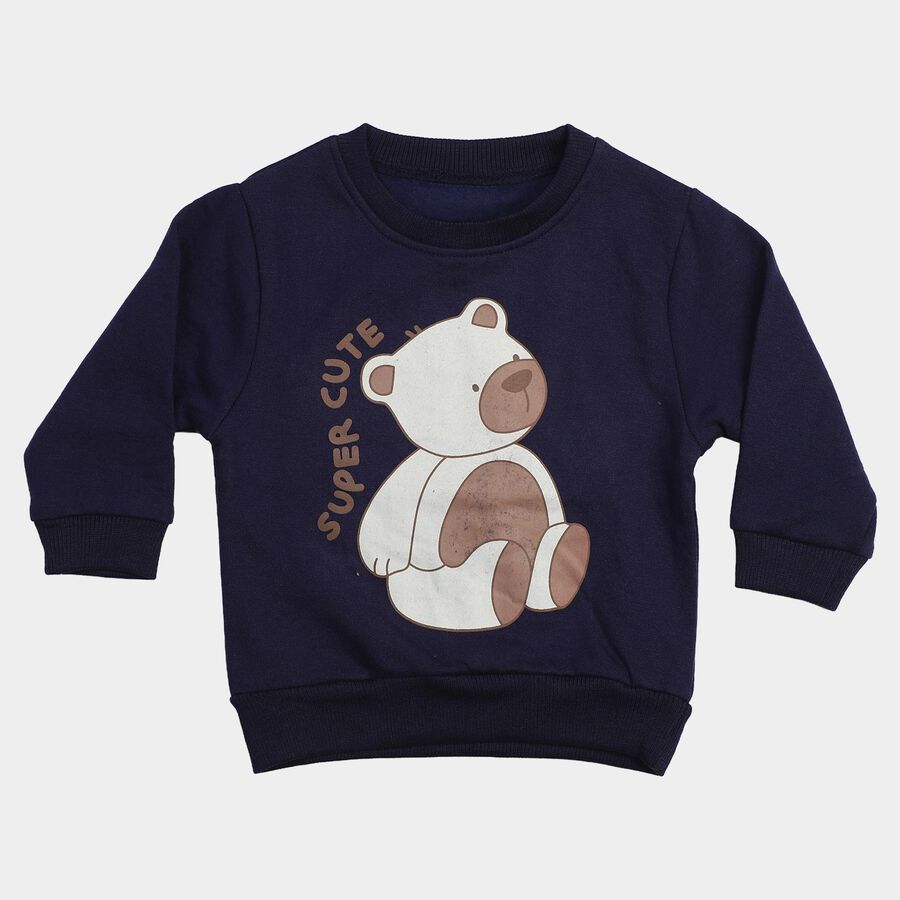 Infants' Navy Blue Round Neck Pullover Sweatshirt, Navy Blue, large