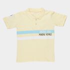 Boys Yellow Cotton Polo Neck Casual T-Shirt, Yellow, small
