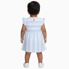Infants' Light Blue and White Striped Cotton Flutter Sleeve Frock, Aqua, small