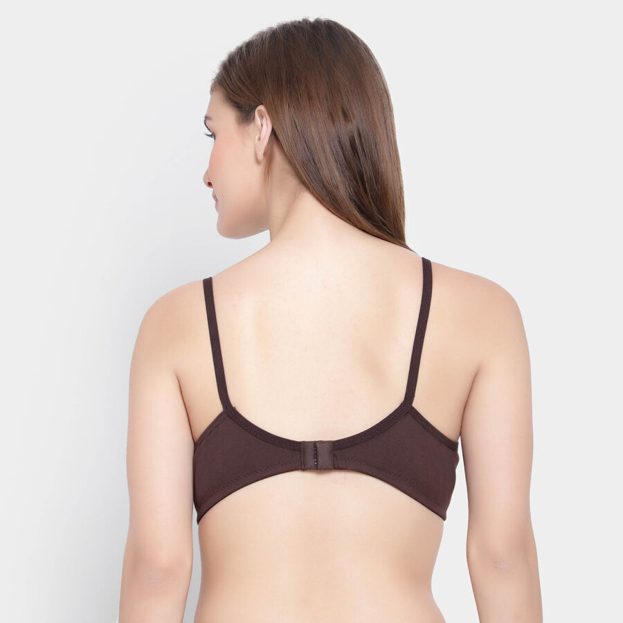 Half Lace Non-Padded Bra, Brown, large image number null