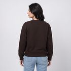 Women Brown Crew Neck Graphic Print Sweatshirt, भूरा, small