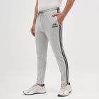 Men's Light Grey Regular Fit Side-Striped Track Pants, Melange Light Grey, small image number null