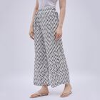 Women's Black and White Zigzag Printed Wide-Leg Palazzos, ऑफ व्हाइट, small image number null
