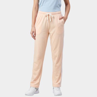 Women's Light Pink Straight Fit Side-Striped Track Pants