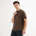 Men's Deep Brown Polo Neck T-Shirt, खाकी, small image number null