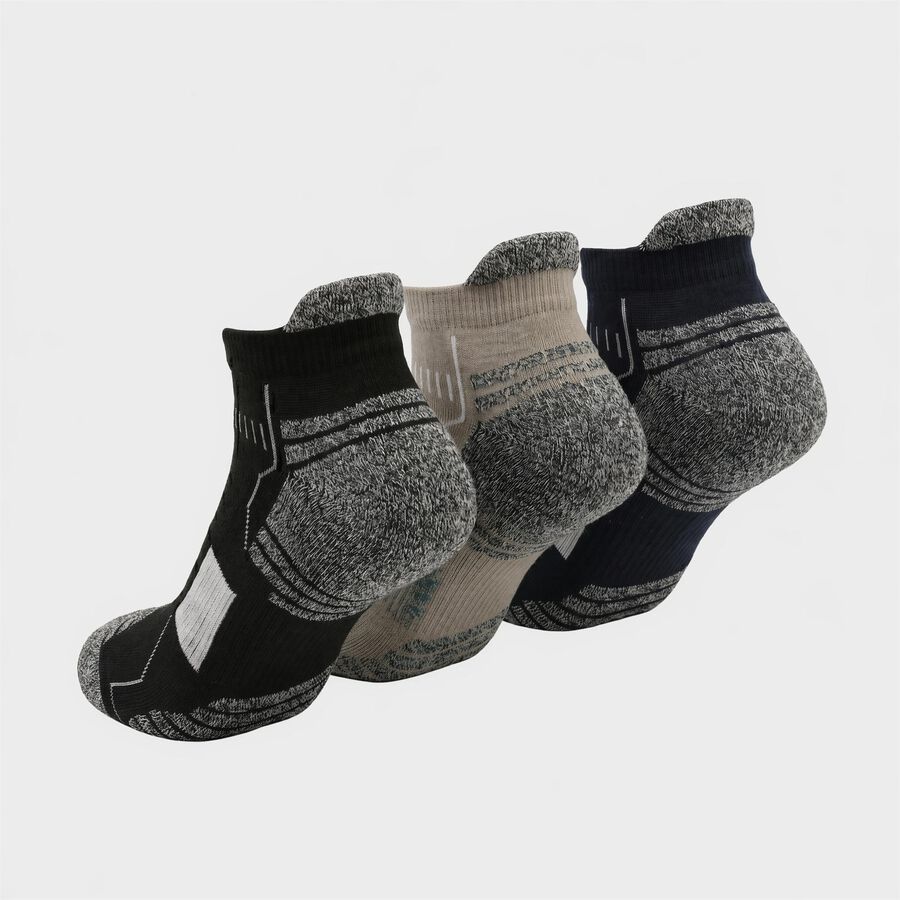 Men's Ankle Length Pack of 3 Socks ( Grey, Black, Navy ), नेवी ब्लू, large