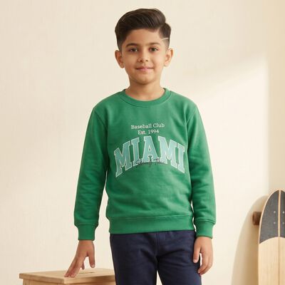 Boys' Green Crew Neck Pullover Sweatshirt
