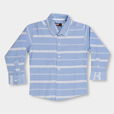 Boys' Light Blue Cotton Classic Collar Casual Shirt
