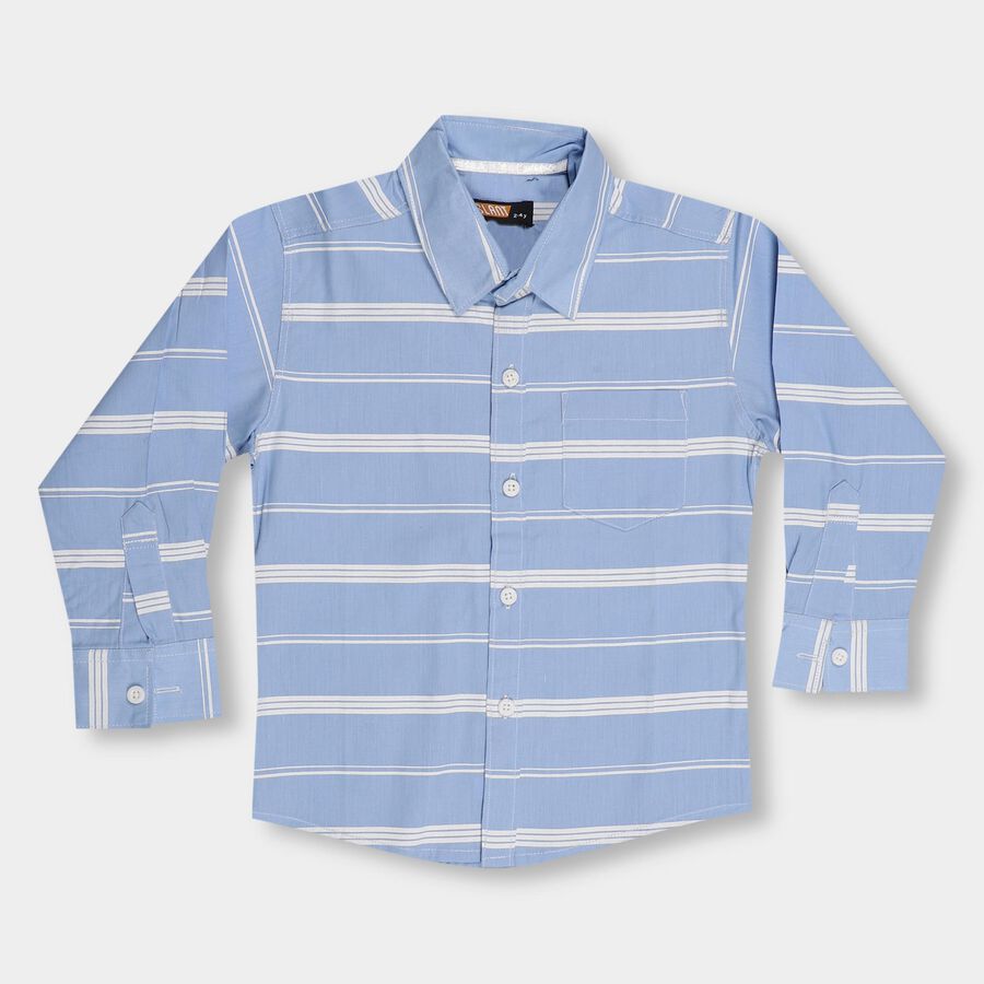 Boys' Light Blue Cotton Classic Collar Casual Shirt, Light Blue, large image number null