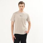 Men's Beige Round Neck Casual T-Shirt, Beige, small
