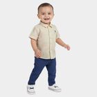 Infants Yellow Cotton Half Sleeve Round Casual Shirt, Yellow, small