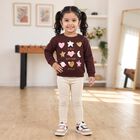Girls' Wine Round Neck Graphic Print Sweatshirt, Wine, small